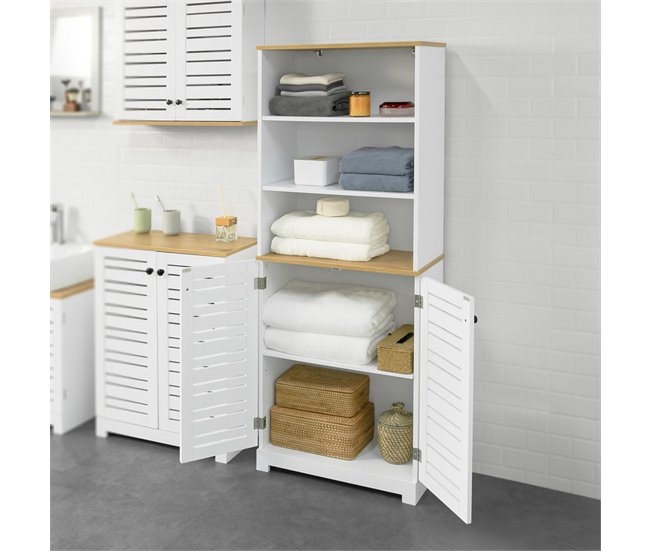 Mueble Columna de baño con 5 Estantes BZR44-W SoBuy Blanco