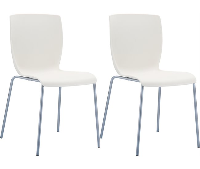 Conforama Set de 2 sillas apilables Mio Plástico Crema 60X47X80 cm