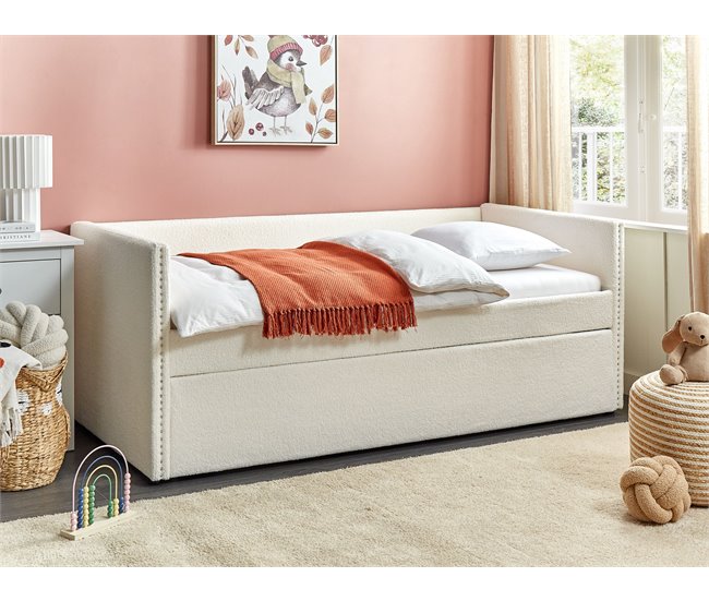 Beliani Cama nido Bouclé TROYES 99x213 Beige
