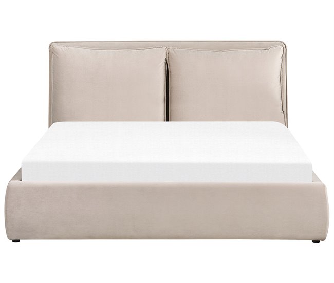 Beliani Cama con almacenaje Terciopelo BAJONNA 183x235 Beige