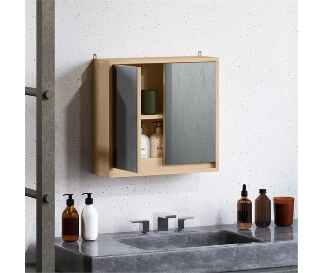 Armario con Espejo MDF, Melamina de Madera HOMCOM, hogar - baño Marron