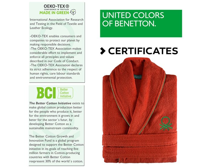 Albornoz benetton 360 gsm 100% algodón Rojo