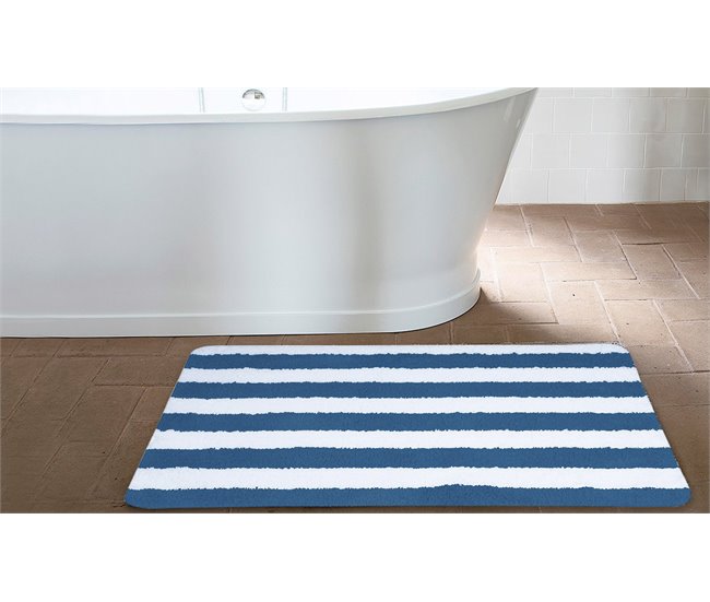 Alfombra De Baño Microfibra 80x50 Azul