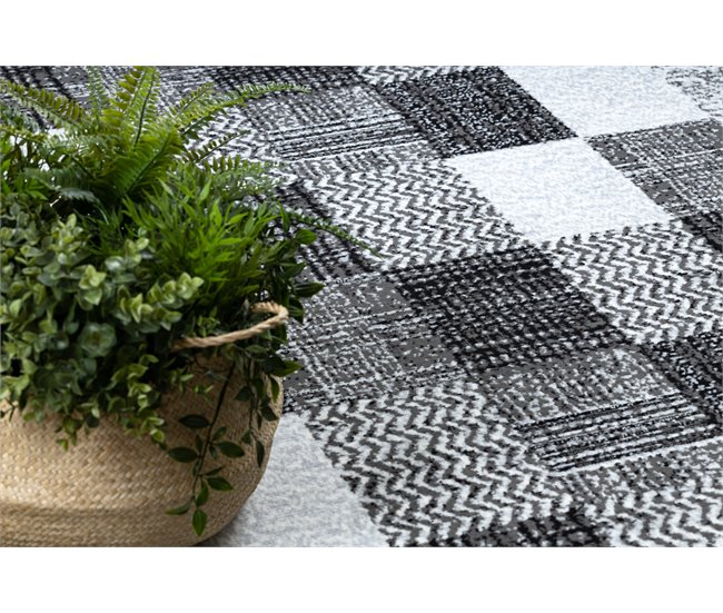 Alfombra BCF Morad RAFIA Rectángulos geométrico 300x400 Negro/ Gris