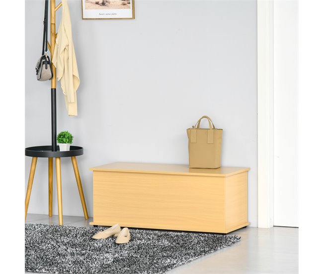Baúl de Almacenamiento Melamina de Madera HOMCOM 100 Blanco