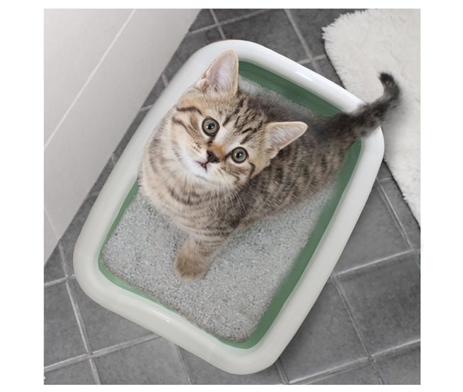 Acomoda Textil – Arenero para Gatos Resistente y Portátil. Verde