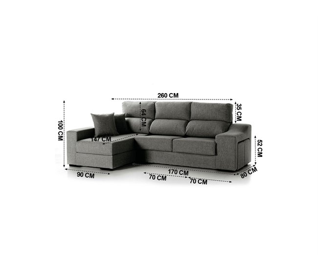 Chaise longue LUCIA 5 lado izquierdo color beige Conforama