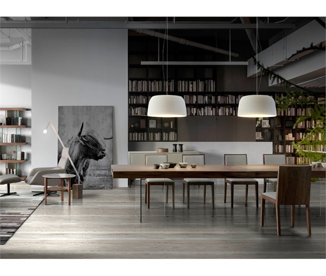 ANGEL CERDA Mesa comedor rectangular nogal y cristal templado 200x100 Nogal