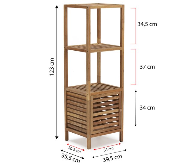 Estantería Pasay madera de nogal, 123 cm de altura 1 puerta Madera