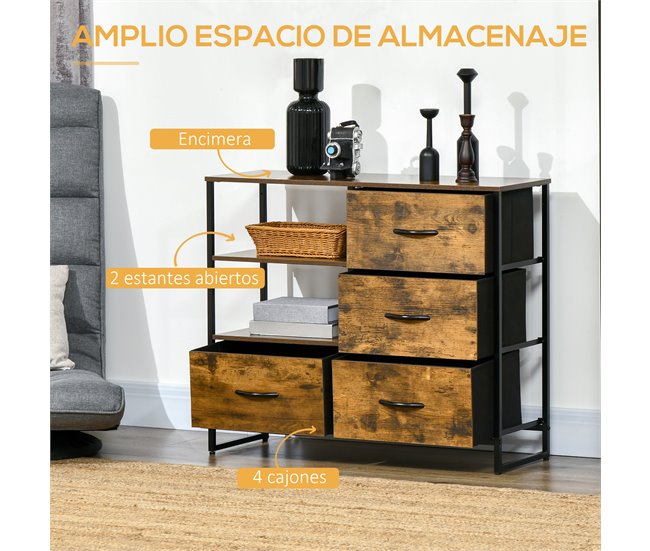 Armario de Salón Poliéster, Acero, MDF HOMCOM Rojo