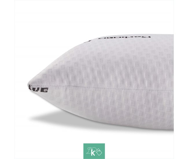 Almohada 105 cm Copos Viscoelásticos Funda Carbono Activo 90x38 Blanco/ Gris