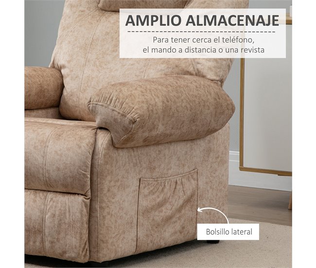 Sillón Relax Reclinable Poliéster, Espuma, Metal HOMCOM Crudo