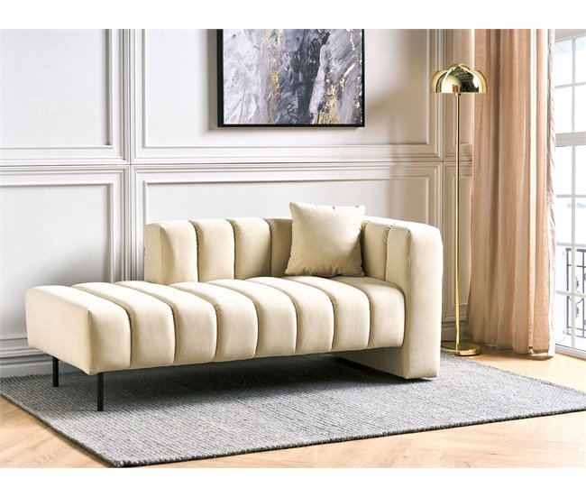Beliani Chaise longue derecho Terciopelo LANNILS Beige