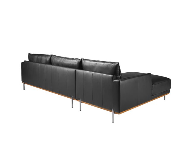 ANGEL CERDÁ Sofá chaise longue izquierda piel Negro