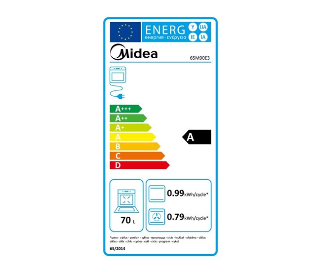 Horno empotrable Midea 65M90E3IX, 9 funciones, acero inoxidable 70 litros Aluminio