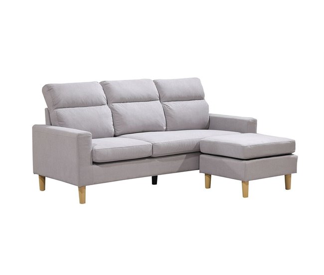 Sofa Agora + Puff Convertible en Chaise Longue Beige