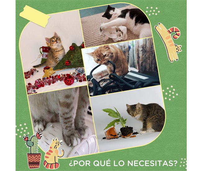 Árbol para Gatos Aglomerado de Madera, Chenilla, Sisal, Algodón Verde