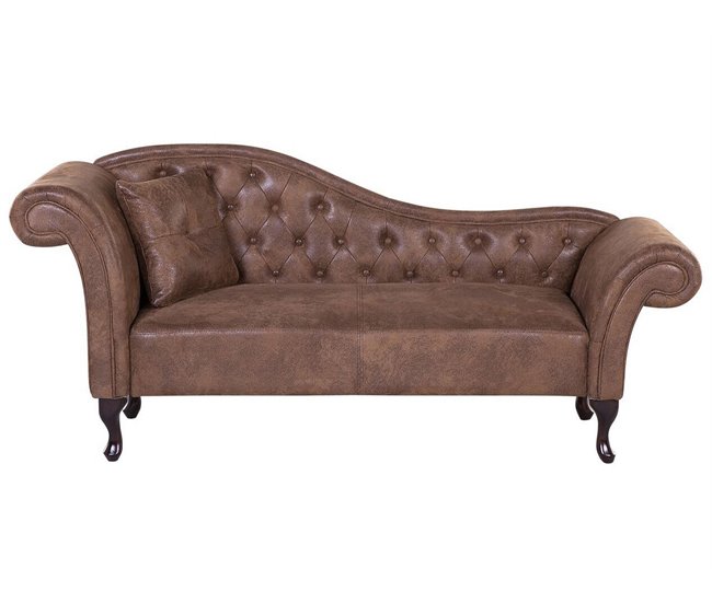 Beliani Chaise longue izquierdo Gamuza sintética LATTES Marron Claro