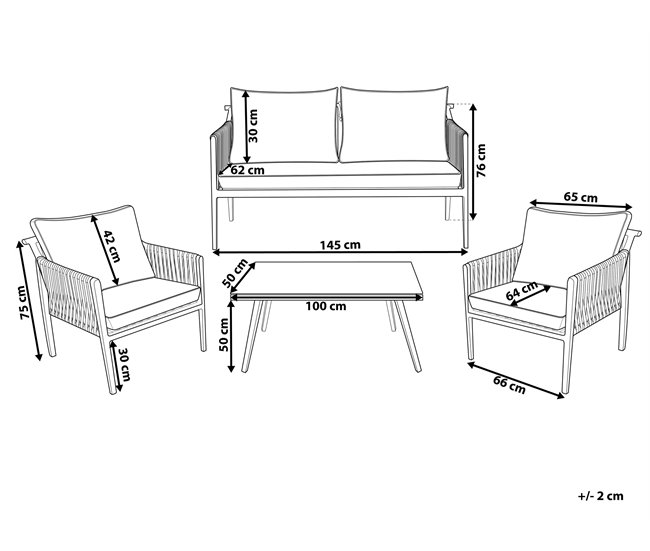 Beliani Conjunto de jardín Aluminio LATINA Blanco