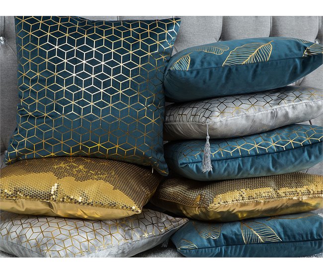 Beliani Cojín decorativo FREESIA 45x45 Azul/ Verde
