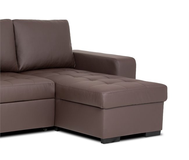 Chaise longue reversible piel sintética con cama HARRY Blanco