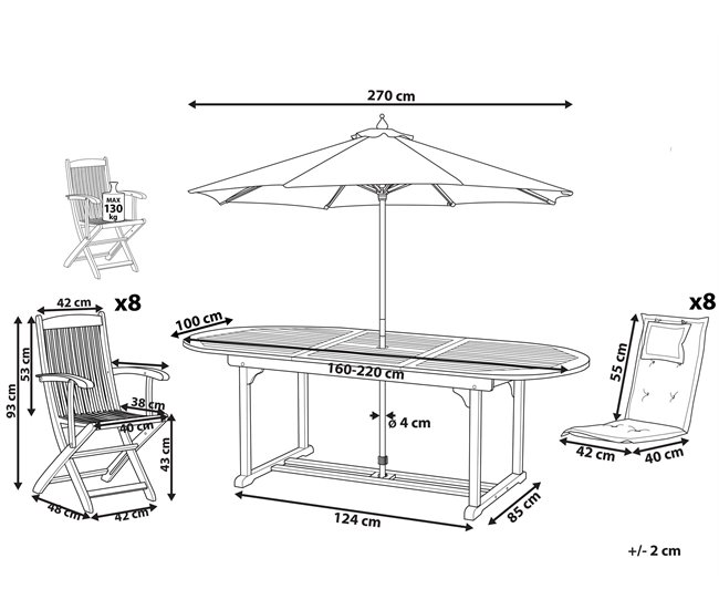 Beliani Conjunto de comedor MAUI Gris Oscuro