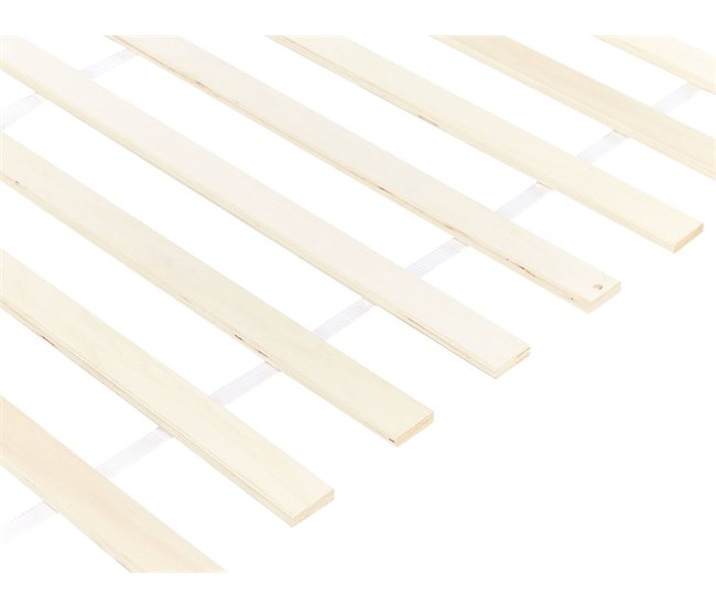 Beliani Cama con somier Madera de pino ROYAN 147x207 Blanco