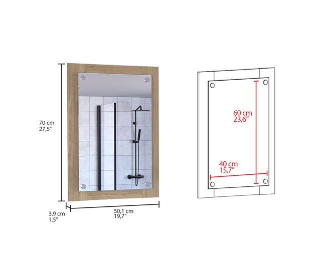 Espejo de Baño Vanguard, con forma rectangular Marron Claro