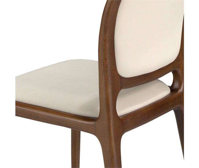 ANGEL CERDA Silla polipiel crema Nogal