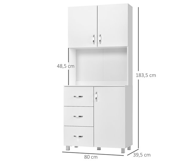 Alacena de Cocina Melamina de Madera HOMCOM, hogar - cocina Blanco