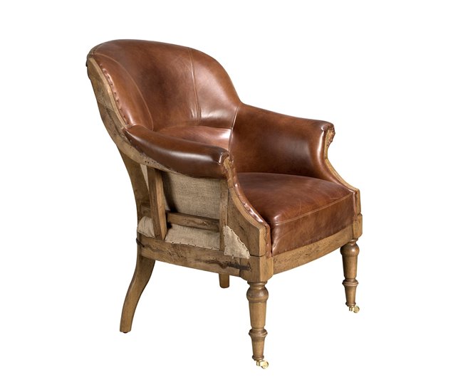 ANGEL CERDA Sillón piel marrón coñac Nogal