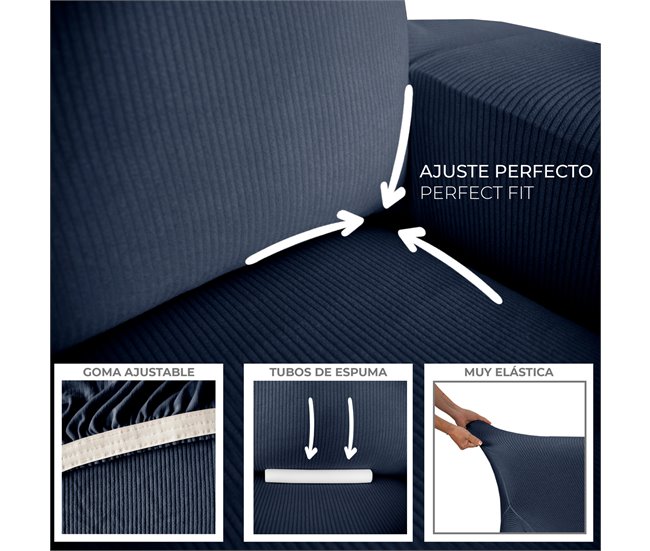 Vipalia Funda de Sofá Elástica Adaptable. Modelo Rustica. Azul
