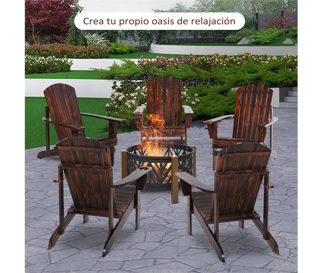 Adirondack Silla para Jardín Madera de Abeto Outsunny Marron