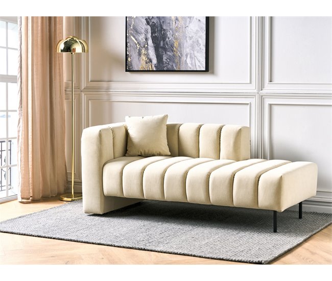 Beliani Chaise longue izquierdo Terciopelo LANNILS Crema