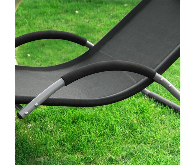 Tumbona de Jardín con reposacabezas extraíble OGS38-W SoBuy Negro