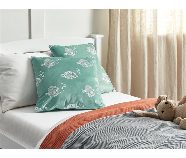 Beliani Cojín decorativo SOLIDAGO Azul/ Verde
