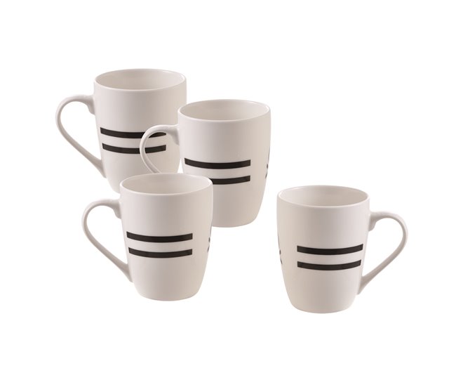Set mug BLACK&WHITE 4 piezas marca BENETTON Blanco