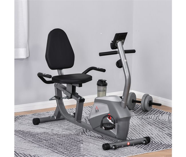 Bicicleta Estática Acero, ABS HOMCOM, deportes y ocio - fitness Gris