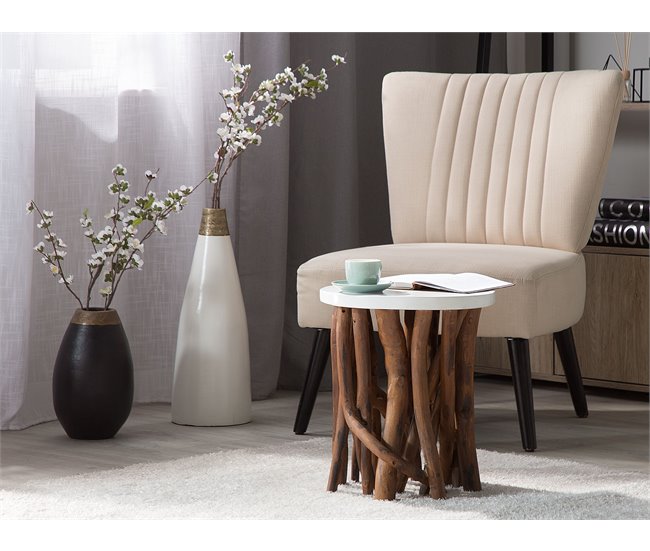 Beliani Mesa auxiliar HOUMA 36x36 Blanco