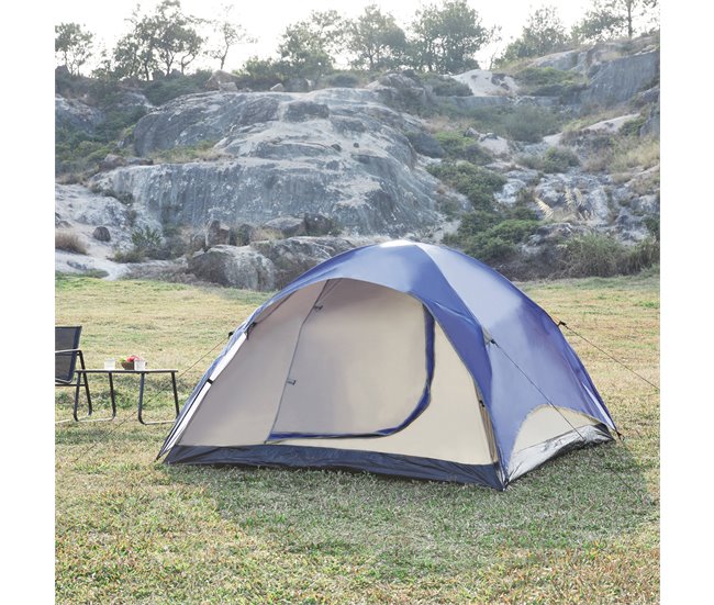 Tienda de campaña Bergeijk doble techo poliéster [pro.tec] 213x213 Azul