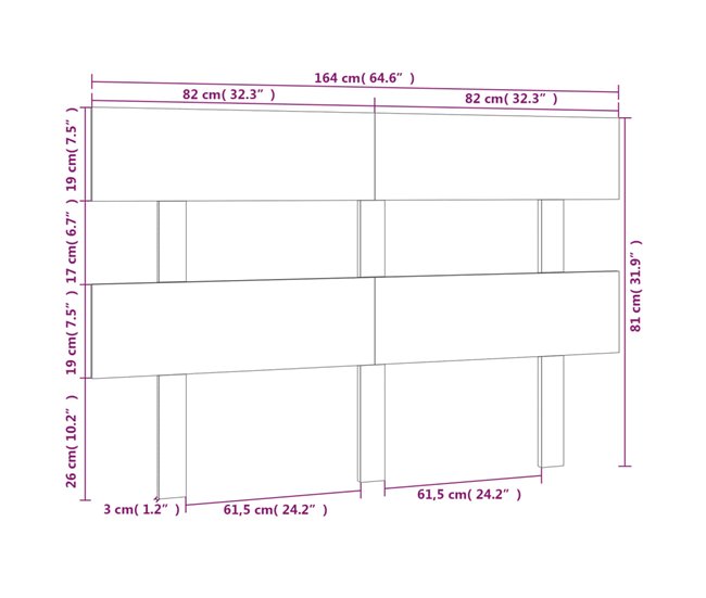 Cabecero cama - Mueble cabecero 164 Natural
