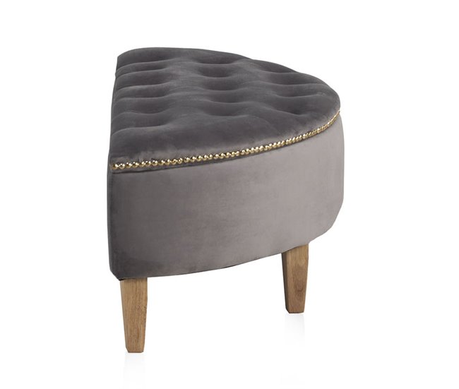 Asiento tapizado en terciopelo patas en madera natural Gris
