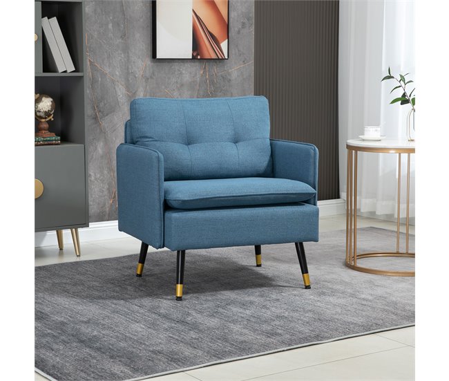 Butaca de Salón Espuma, Acero, Poliéster, Madera Contrachapada Azul