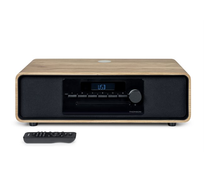 Radio CD Bluetooth MP3 inducción Thomson Negro/ Madera