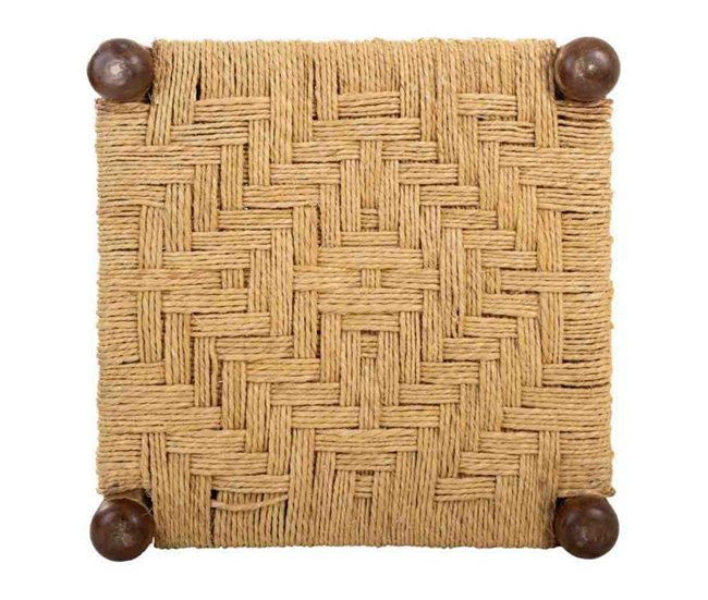 Banqueta de madera y cuerda natural Marron