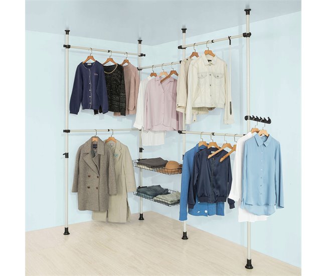 Perchero de Ropa Telescópico Altura Ajustable KLS04 SoBuy Blanco