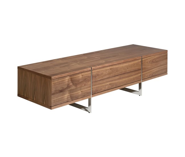 ANGEL CERDA Mueble TV nogal y acero cromado Nogal