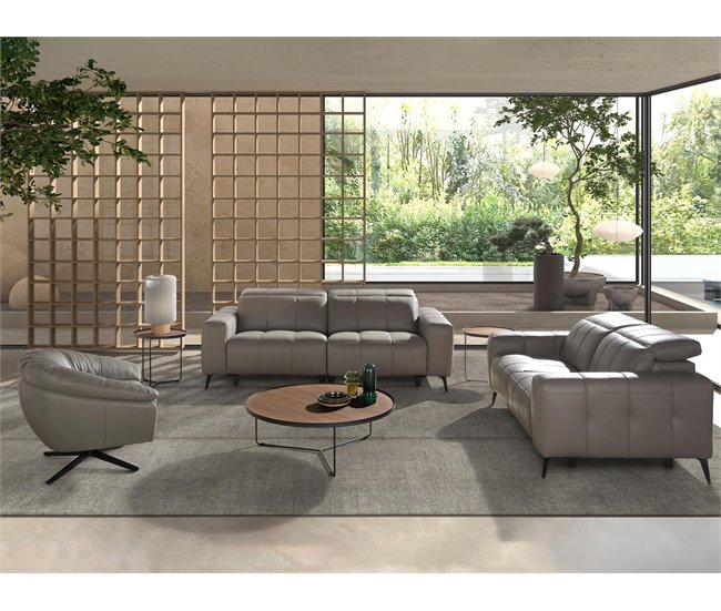 ANGEL CERDA Sofá relax 2 plazas piel gris Gris