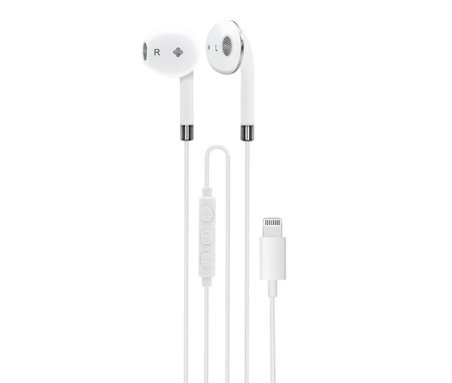 Auriculares con cable y microfono Lightning MFI Mooov Blanco