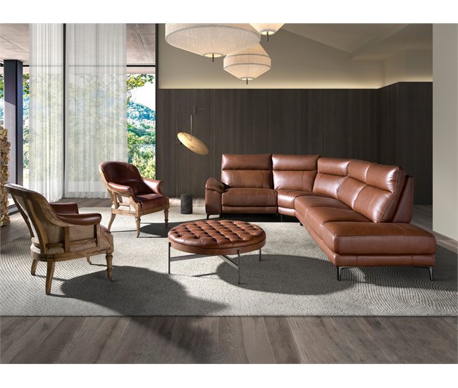 ANGEL CERDA Sillón piel marrón coñac Nogal